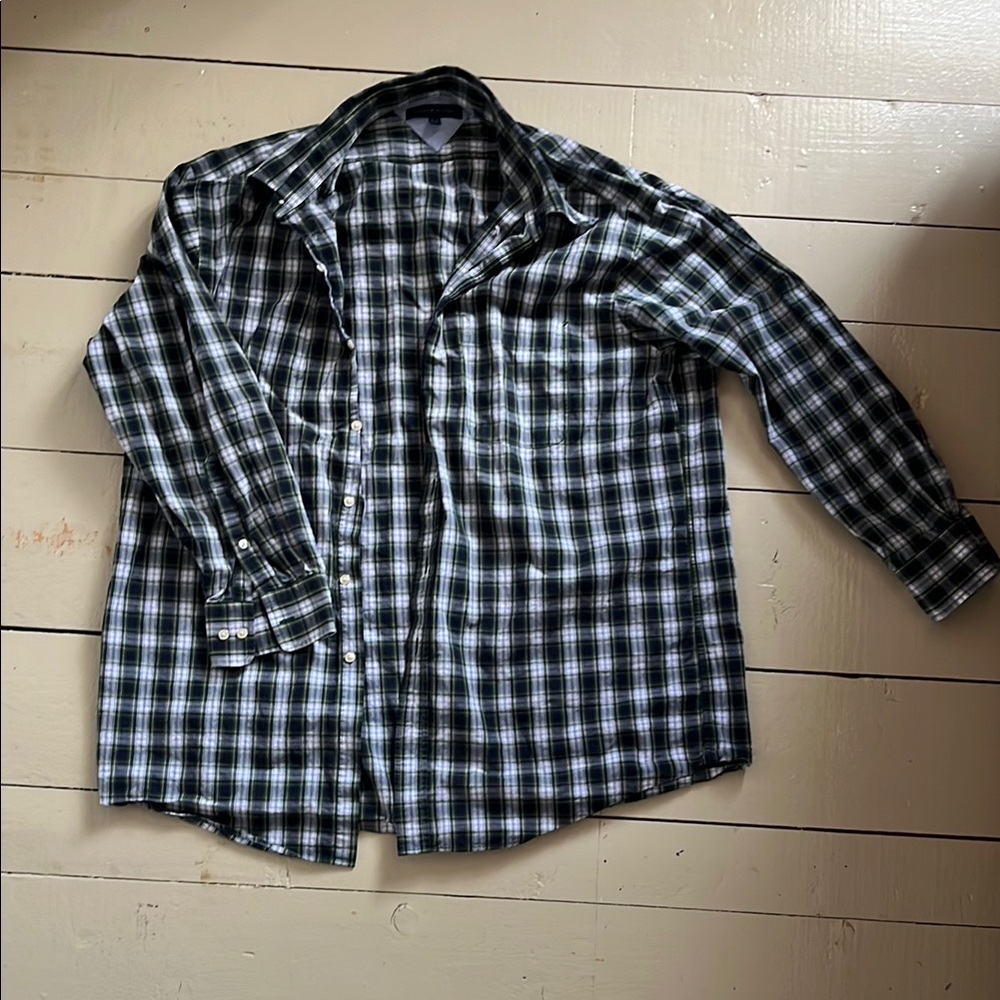 Tommy Hilfiger Green and White Casual Button Down Shirt